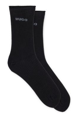two-pack of quarter-length socks with logo details- black women's underwear, pajamas, and socks