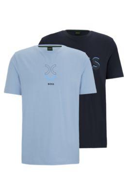 two-pack of stretch-cotton t-shirts with logo artwork- patterned men's t-shirts