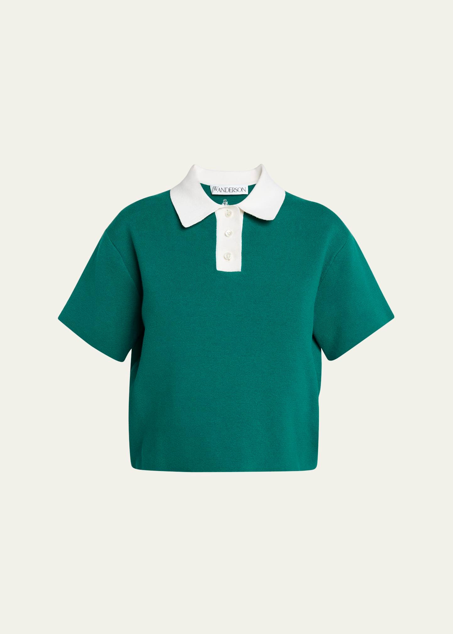 two-tone cropped polo top