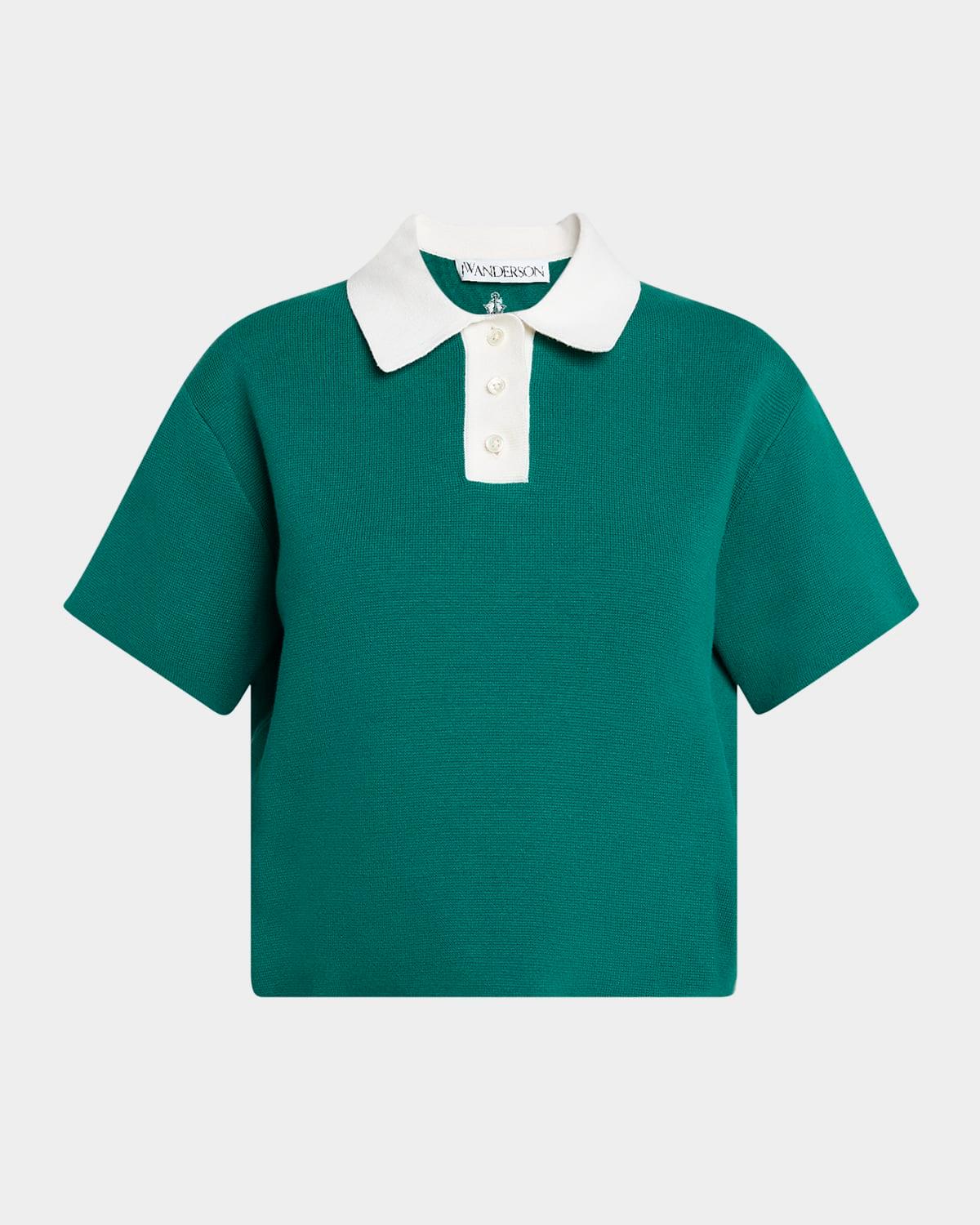 two-tone cropped polo top