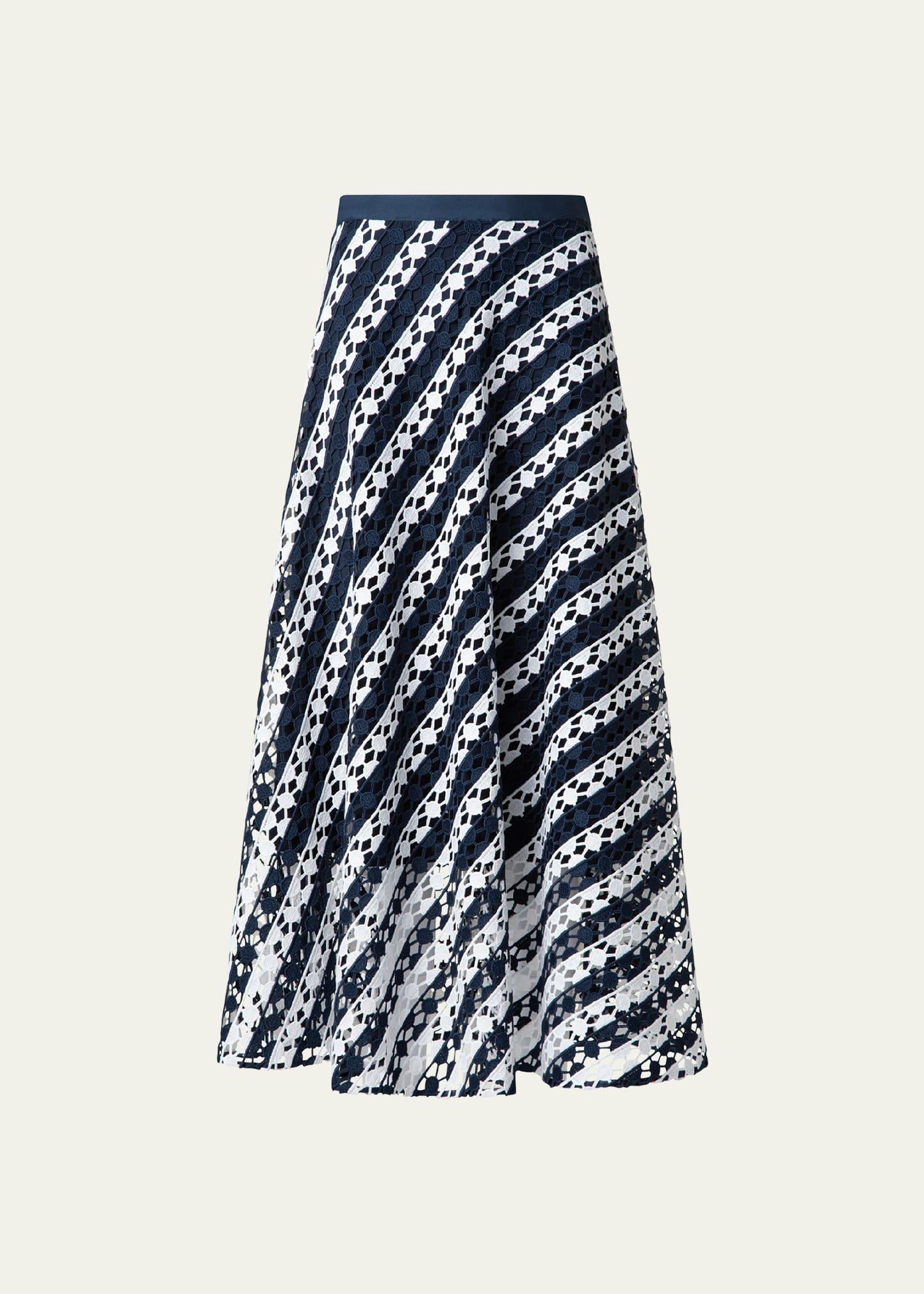 two-tone lace midi skirt