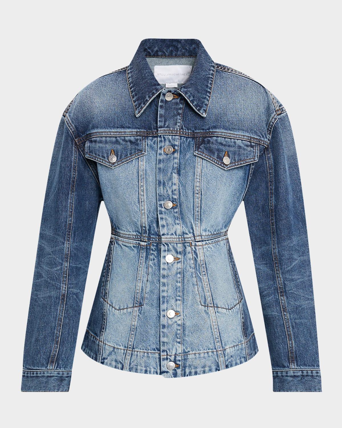two-tone waisted denim jacket