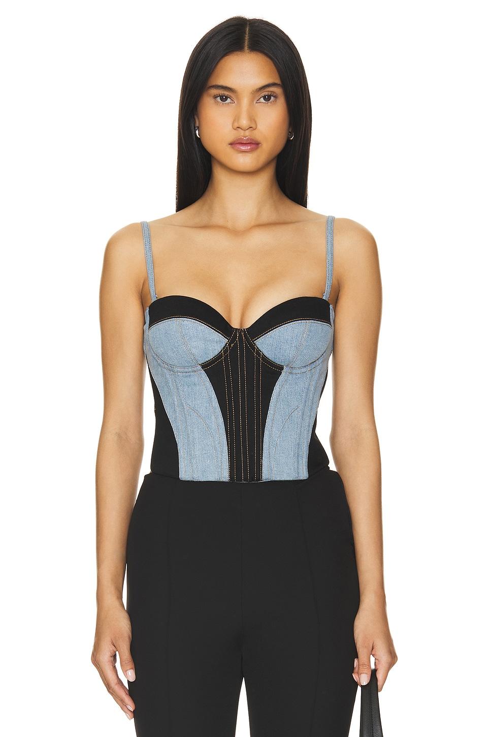 two toned denim bustier