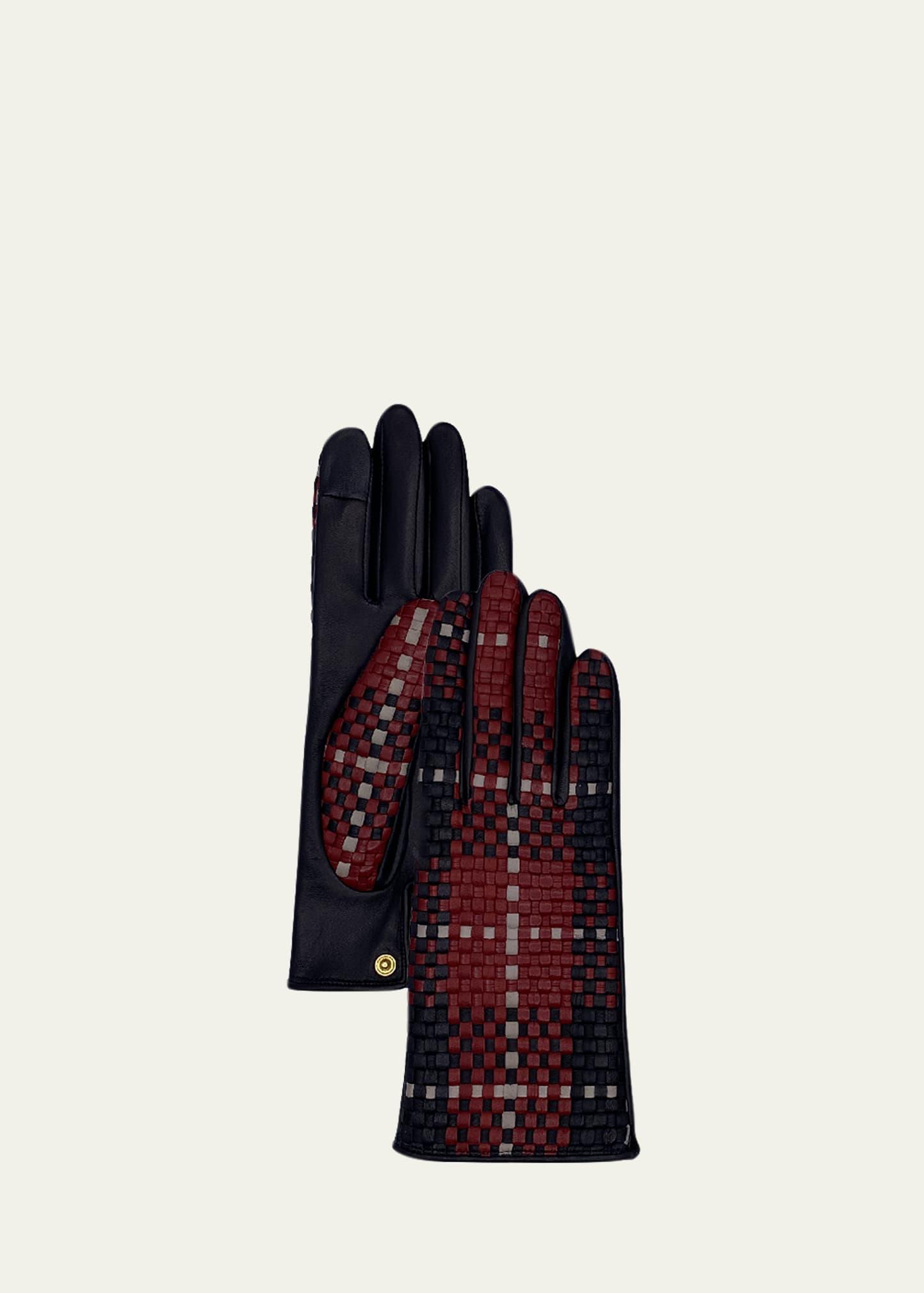 two-toned lambskin leather gloves