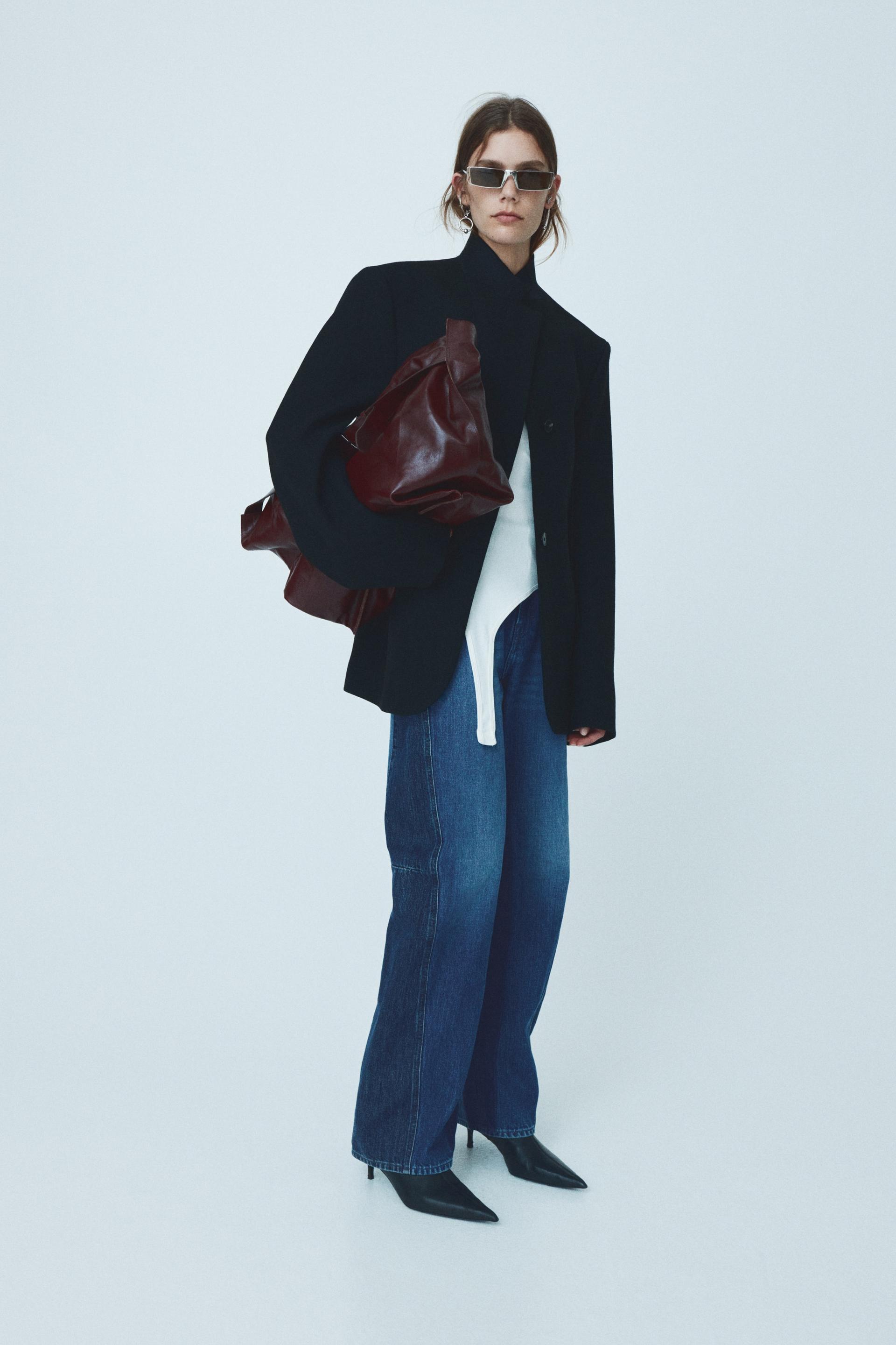 two-toned wide-leg jeans