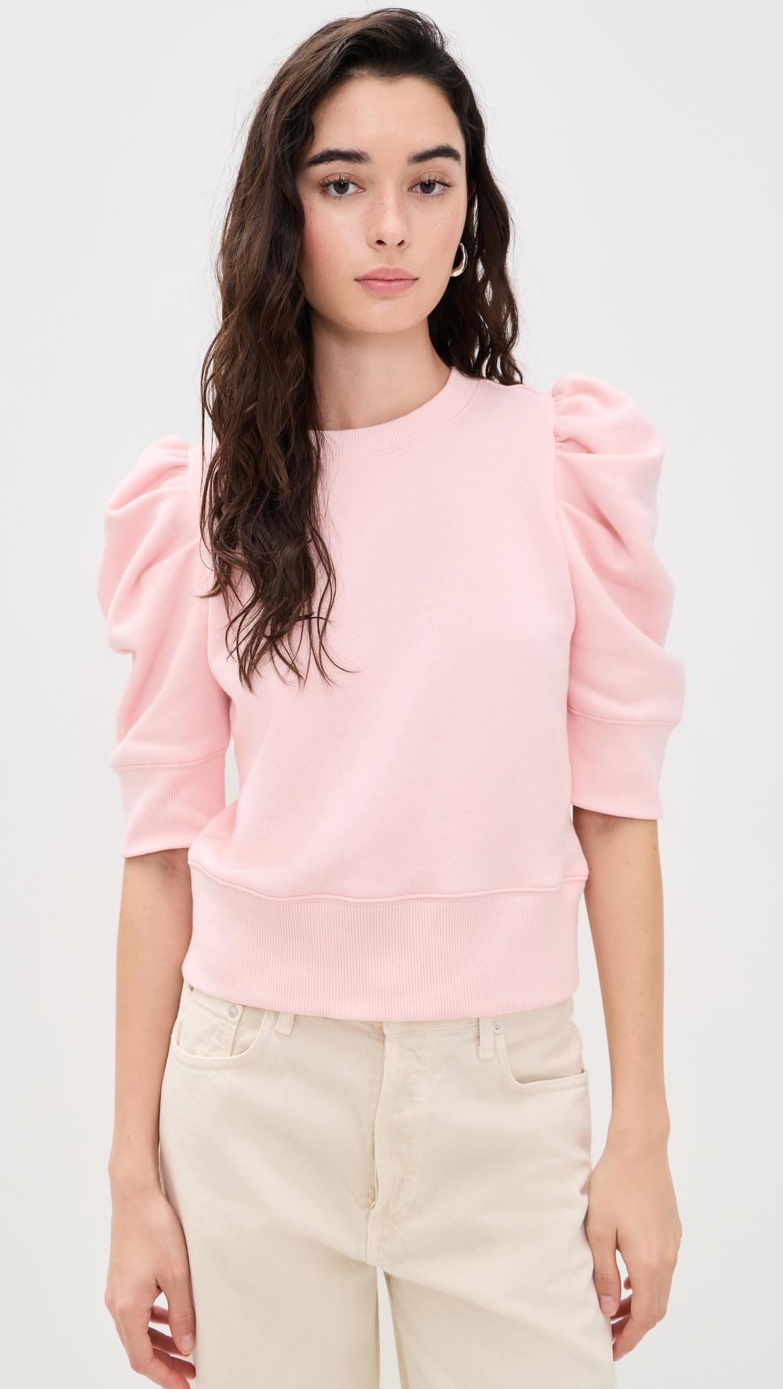 tyler draped puff sleeve crew neck top