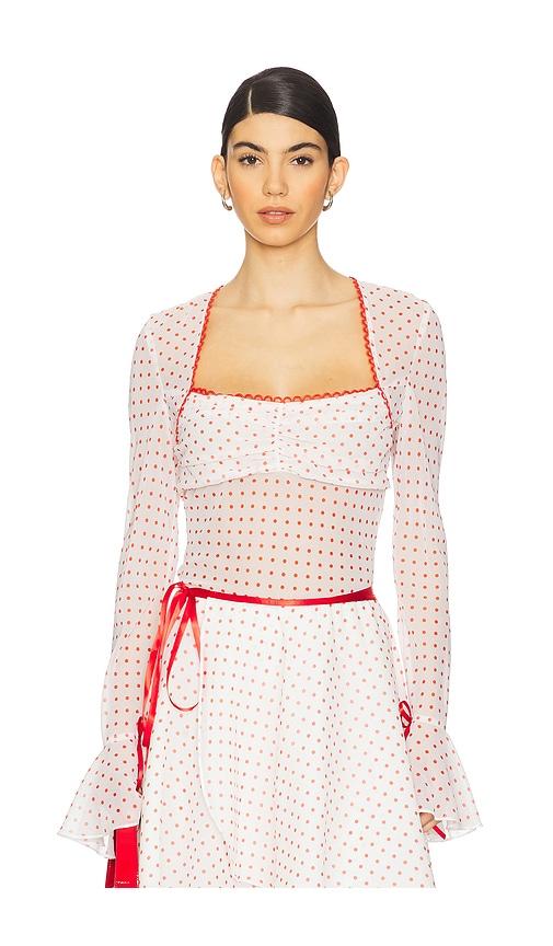 tyler mcgillivary franny top in red.