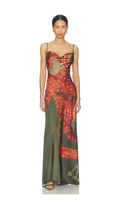 tyler mcgillivary sea kraken dress in gren,red.