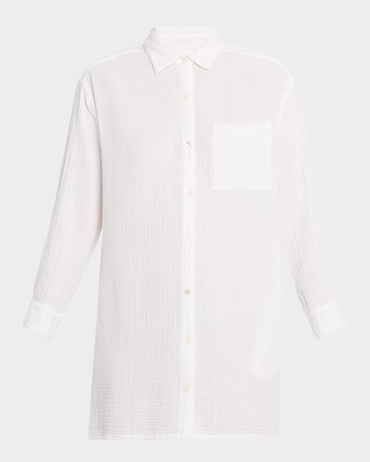 tyson cotton gauze shift mini shirtdress