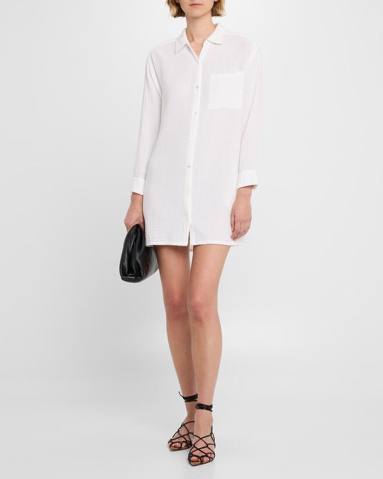 tyson cotton gauze shift mini shirtdress