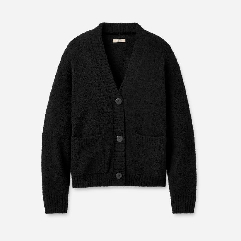 ugg® women's adalynne cardigan polyester tops in black,