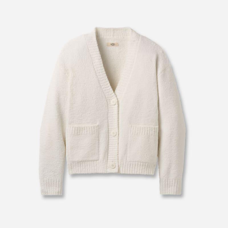 ugg® women's adalynne cardigan polyester tops in cream,