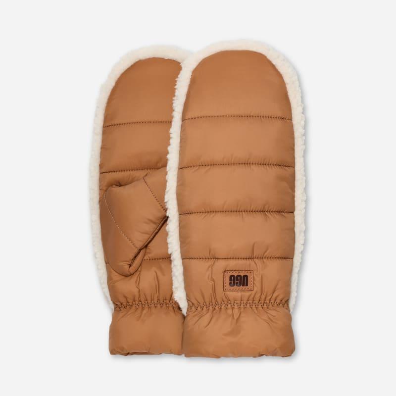 ugg® women's aw ugg®fluff mitten nylon/recycled materials in chestnut,