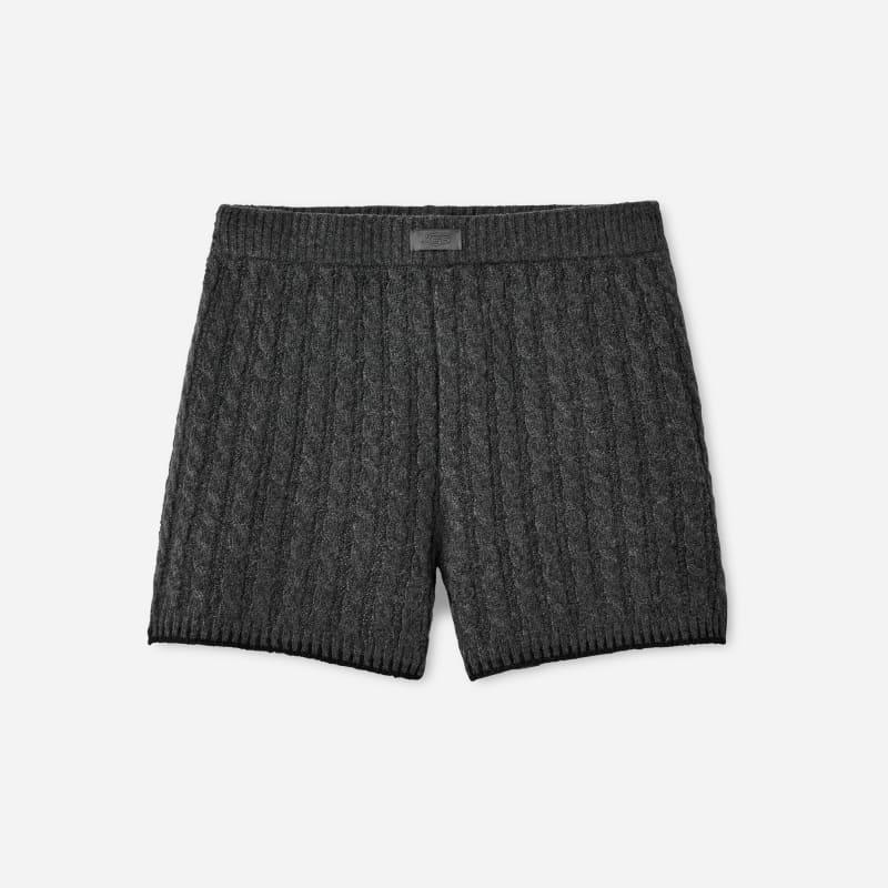 ugg® women's azriel cable knit short polyester bottoms in charcoal heather,