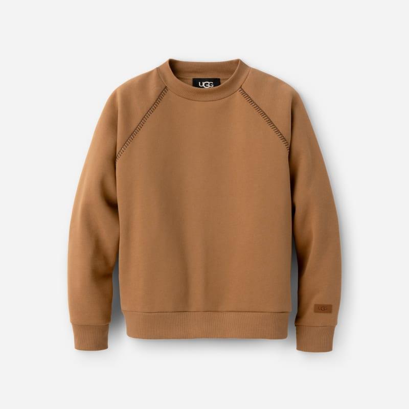 ugg® women's classic crewneck cotton blend/recycled materials tops in chestnut,