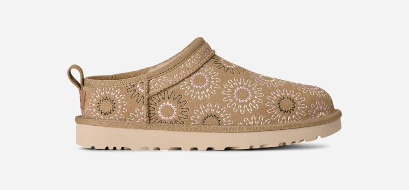 ugg® women's classic micro sun stitch sheepskin classic boots in mustard seed, size 7