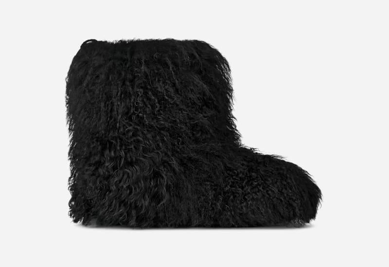 ugg® women's classic short fluff momma sheepskin classic boots in black,