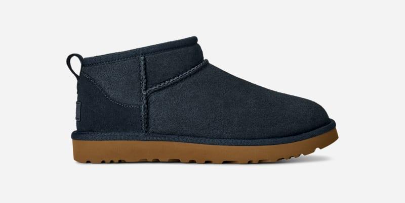 ugg® women's classic ultra mini sheepskin classic boots in dark indigo,
