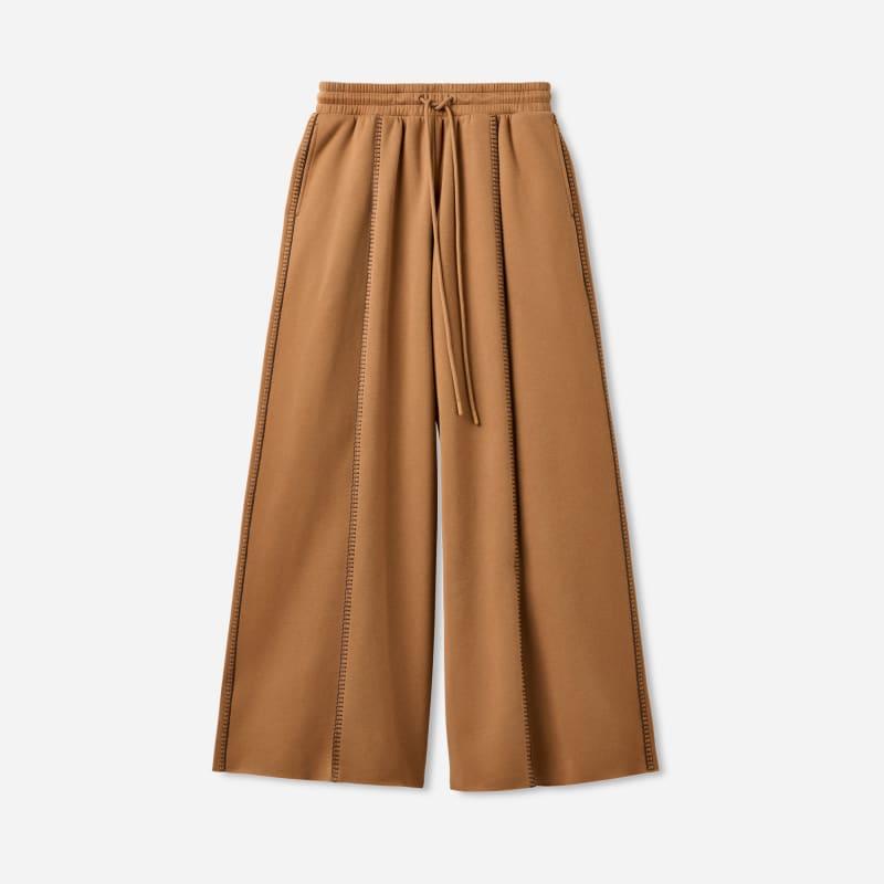 ugg® women's classic wide leg pant cotton blend bottoms in chestnut,