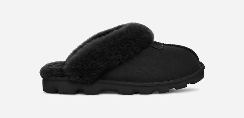 ugg® women's coquette durable sheepskin slipper in black/,