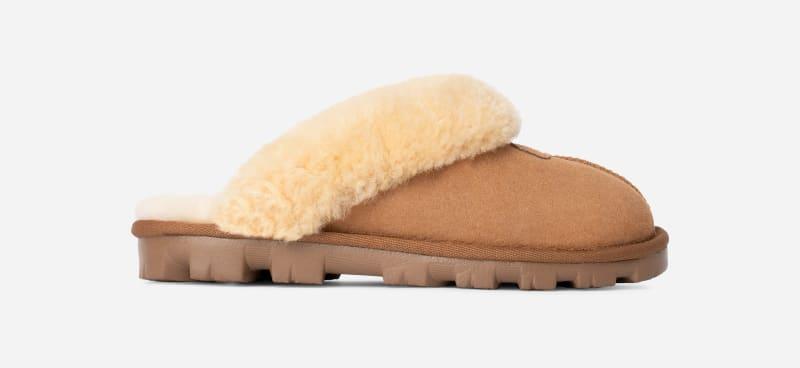 ugg® women's coquette durable sheepskin slipper in brown/,