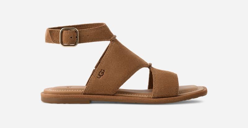 ugg® women's delray suede sandals in chestnut,