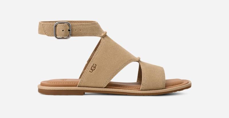 ugg® women's delray suede sandals in mustard seed,