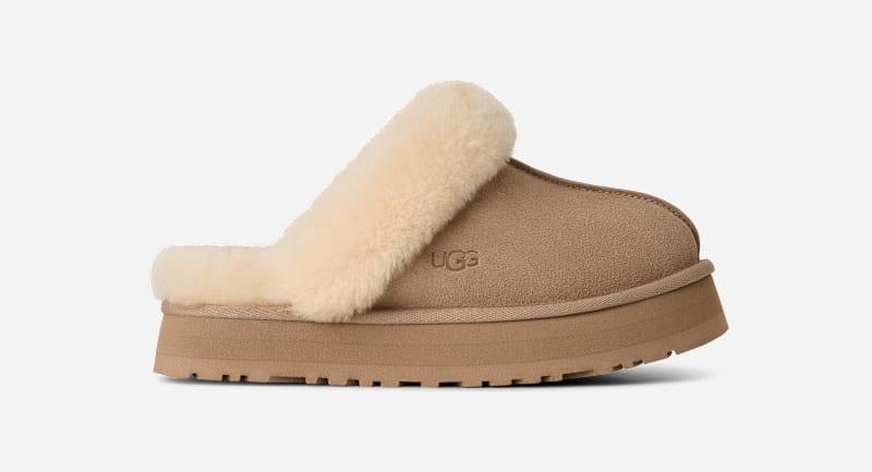 ugg® women's disquette sheepskin slippers in sand,