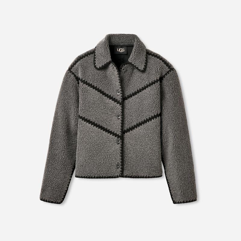 ugg® women's ellison ugg®fluff shell jacket fleece/recycled materials tops in charcoal heather,