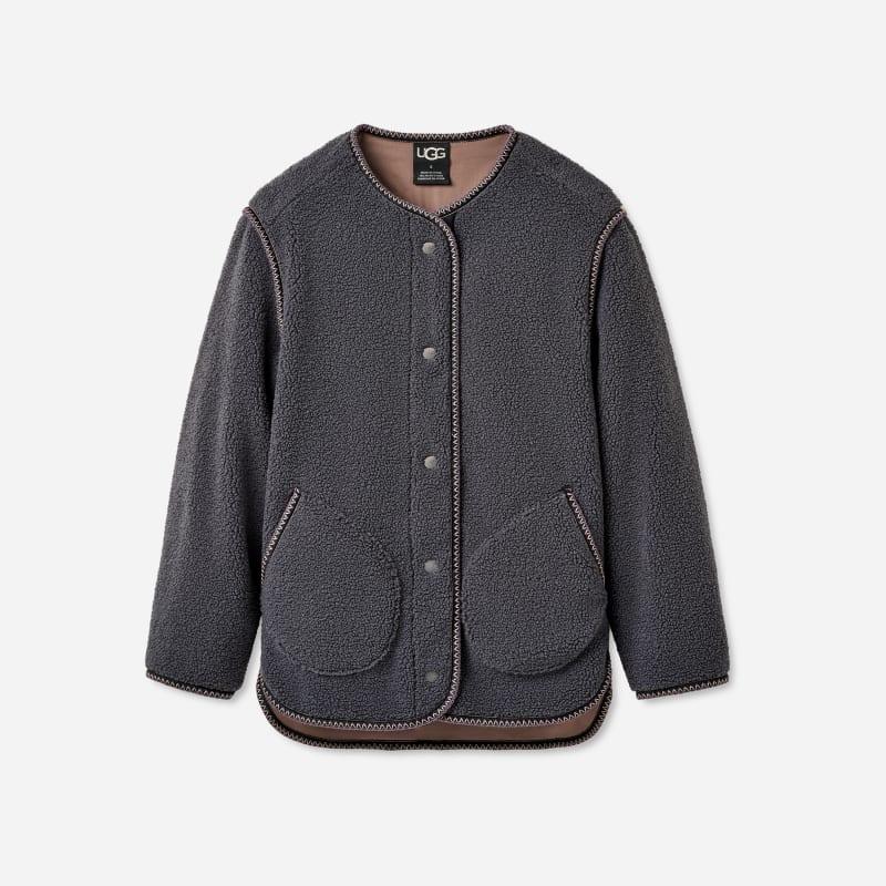 ugg® women's emmersyn ugg®braid jacket polyester tops in dark ash,