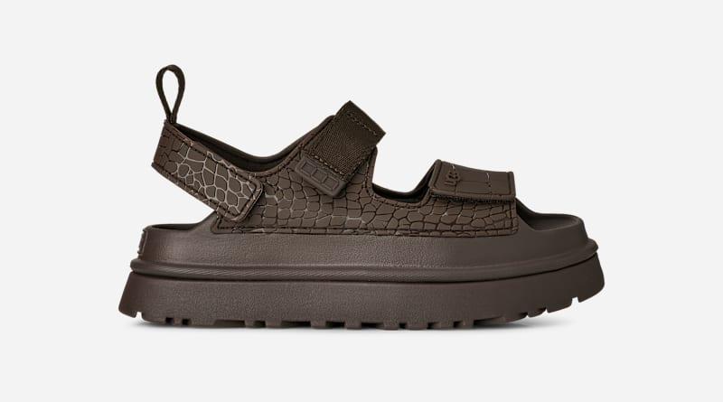 ugg® women's goldenglow embossed sandals in dense smoke,