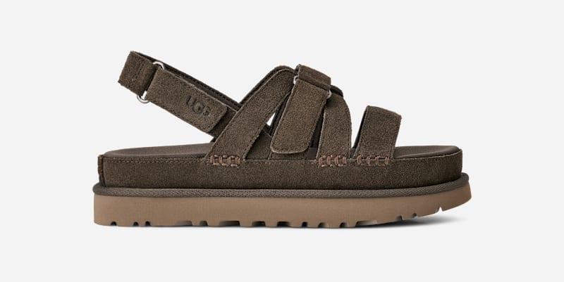 ugg® women's goldenstar gleam suede sandals in dense smoke,