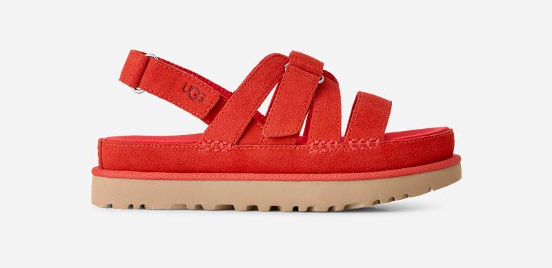 ugg® women's goldenstar gleam suede sandals in red pepper,