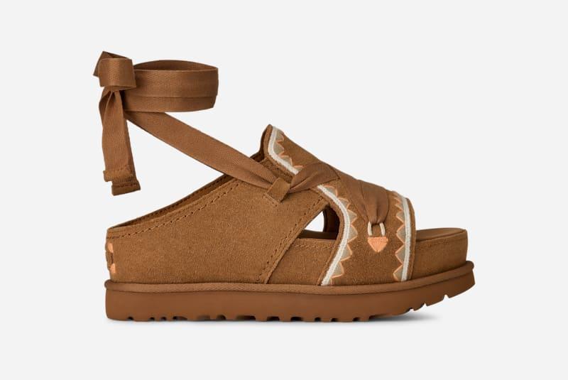 ugg® women's goldenstar hi artistitch suede sandals,