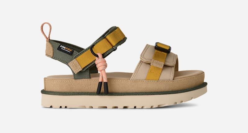 ugg® women's goldenstar wildwood suede sandals in sand castle,