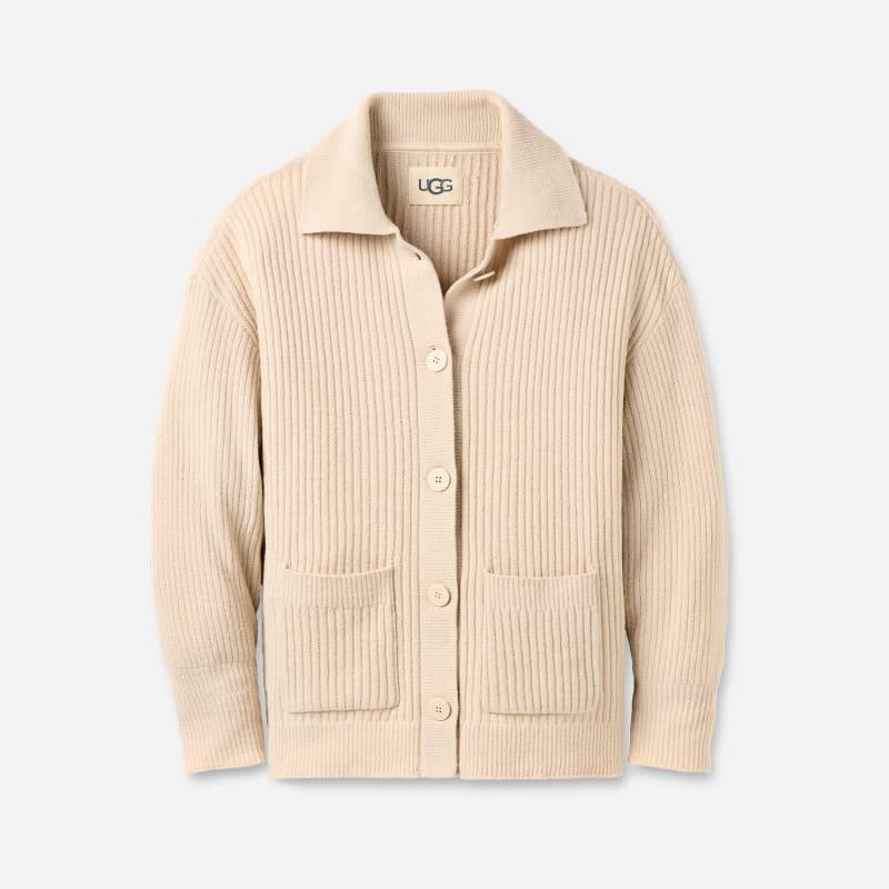 ugg® women's junipher cardigan lite polyester/recycled materials tops in sand,