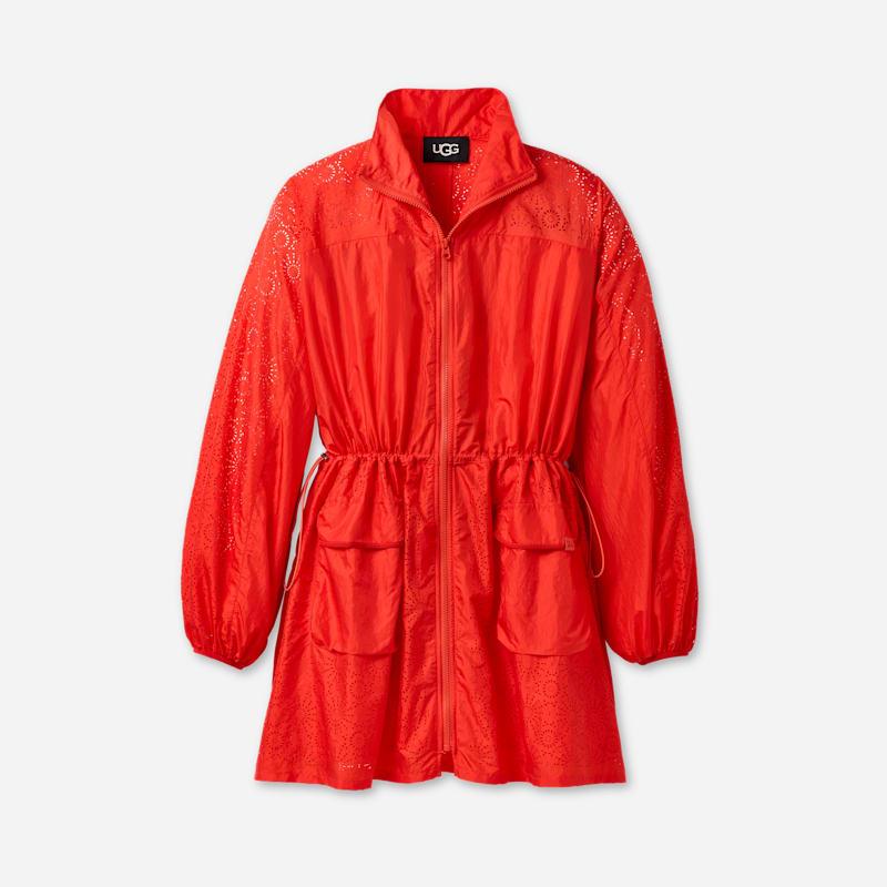 ugg® women's kynlee zip front dress tops in lobster,