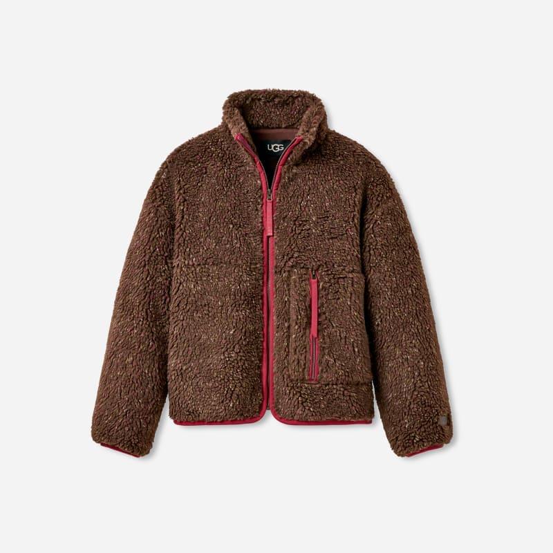 ugg® women's marlene confetti jacket polyester tops in cola,