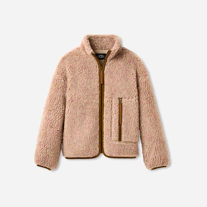 ugg® women's marlene confetti jacket polyester tops in white pepper,