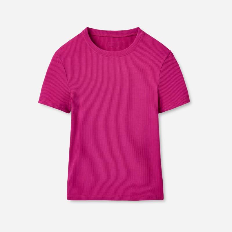 ugg® women's miriam baby tee rib lenzingu2122 ecoverou2122 viscose blend tops in chroma pink,