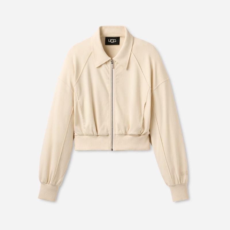 ugg® women's nalani jacket cotton blend tops in cream,