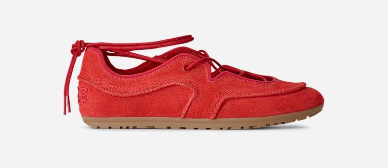 ugg® women's quill ballet sneaker suede shoes in red pepper,