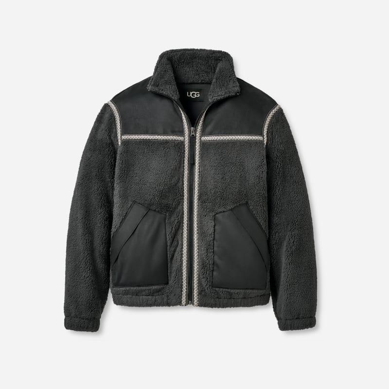 ugg® women's tasman jacket polyester tops in ink/black,