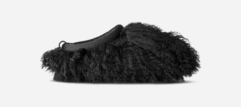 ugg® women's tazz fluff momma sheepskin slippers in black,