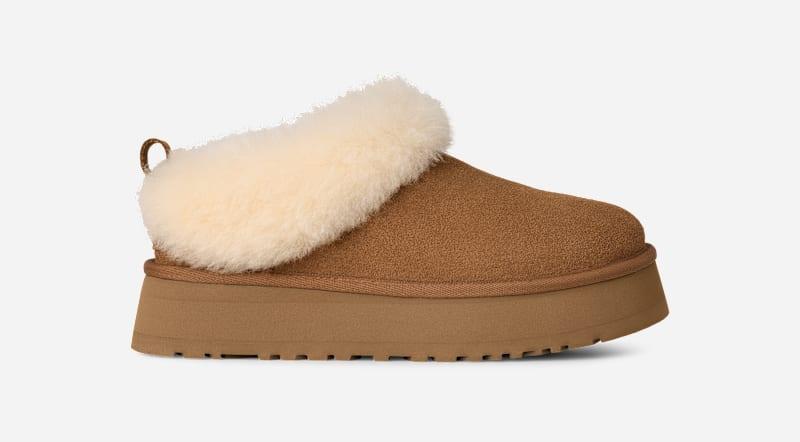 ugg® women's tazzelle sheepskin slippers in chestnut,