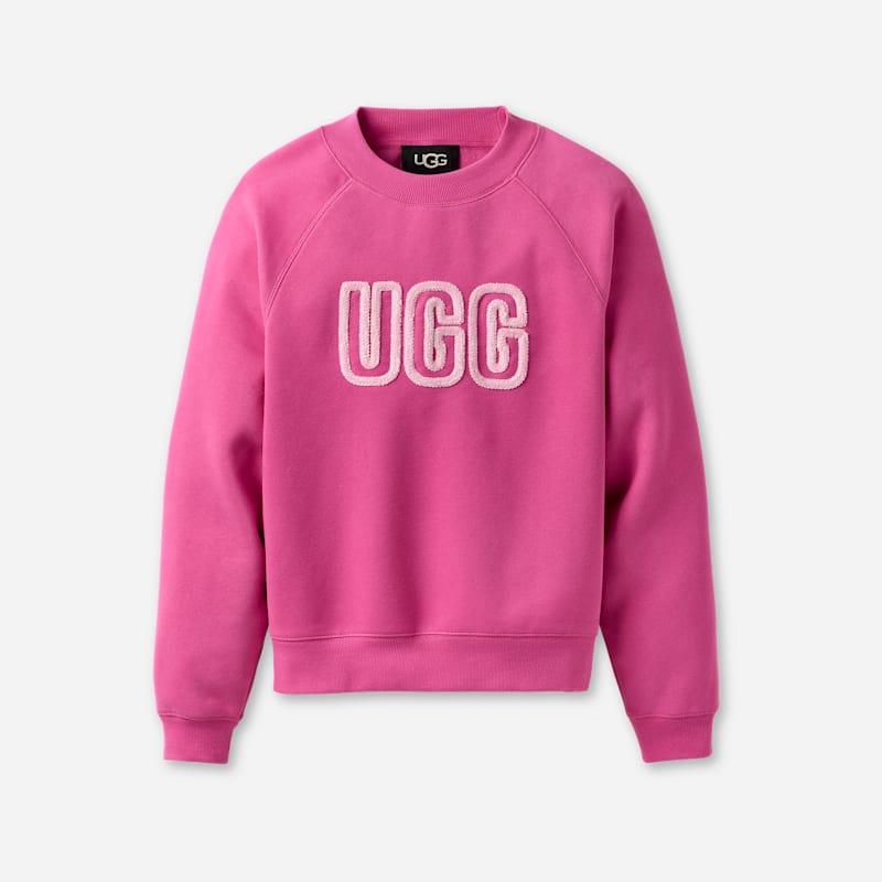 ugg® women's ugg® logo crewneck cotton blend tops in woodviolet,