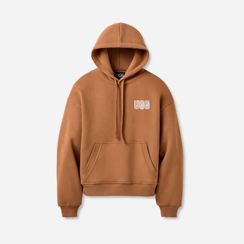 ugg® women's ugg® logo hoodie cotton blend in chestnut,