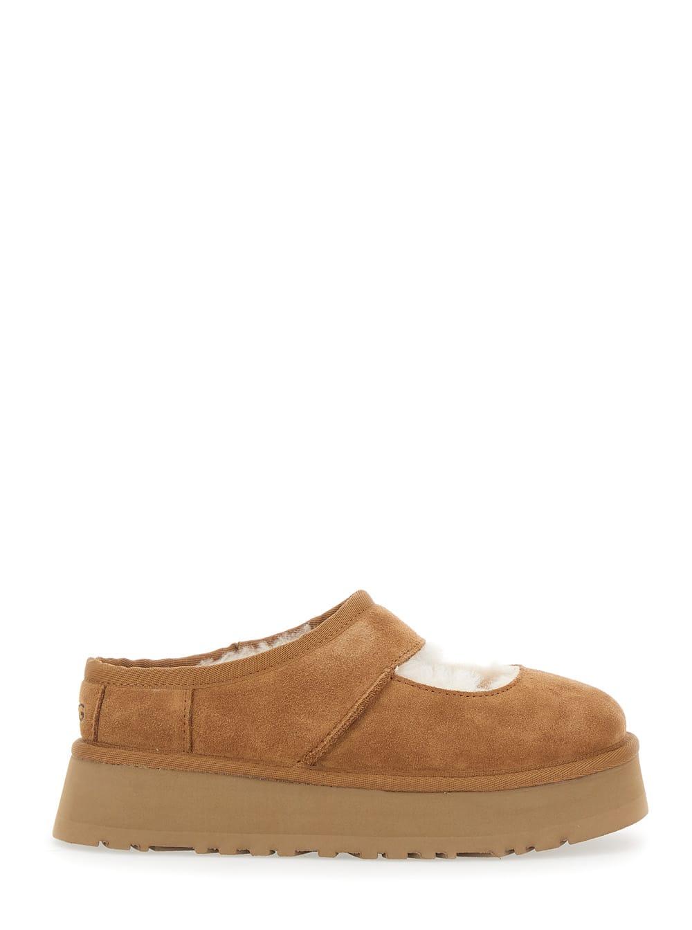 ugg bea mary jane brown mules with cut-out detail in suede woman