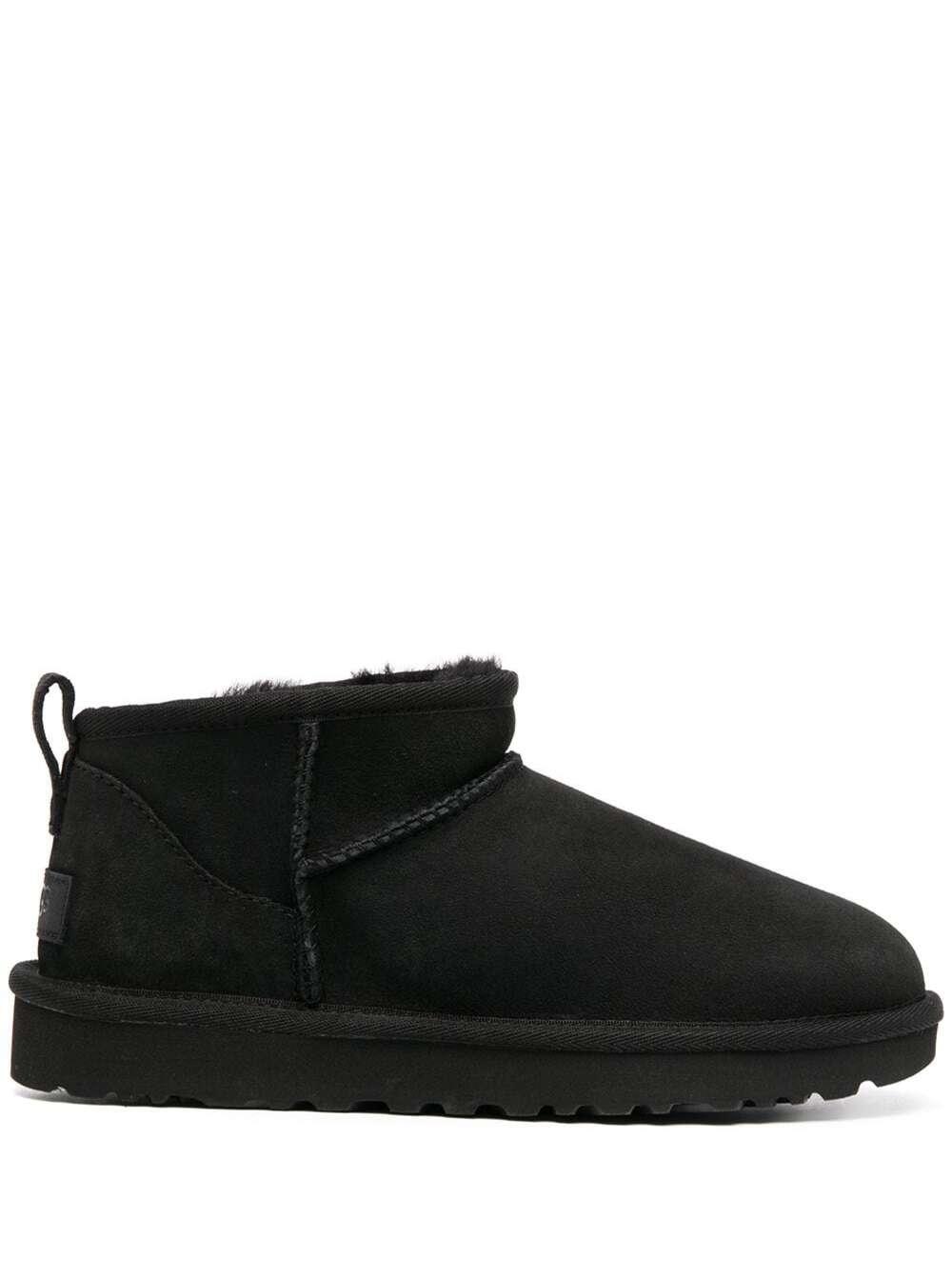ugg black ultra mini boots in suede woman