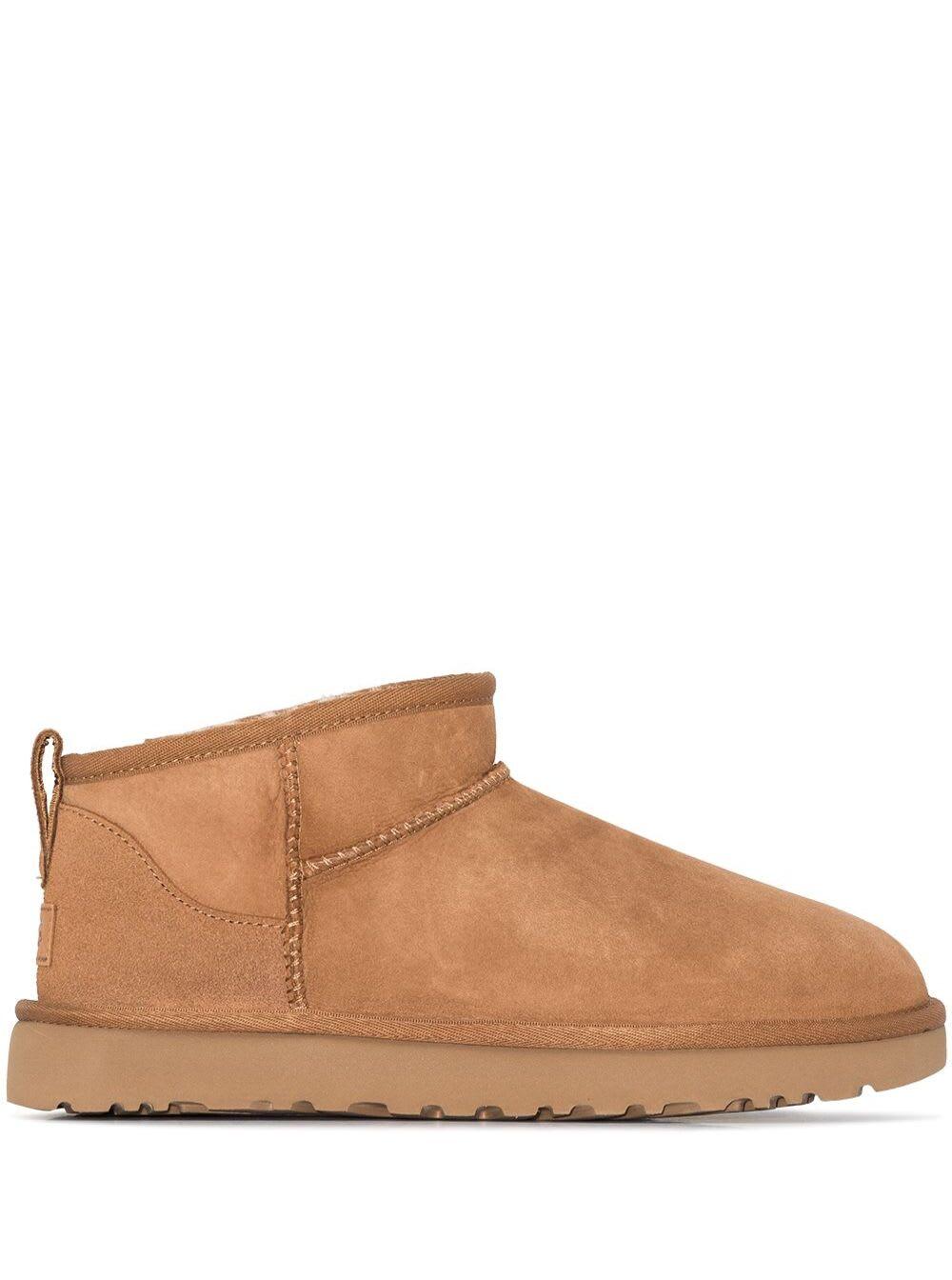 ugg brown ultra mini boots in suede woman
